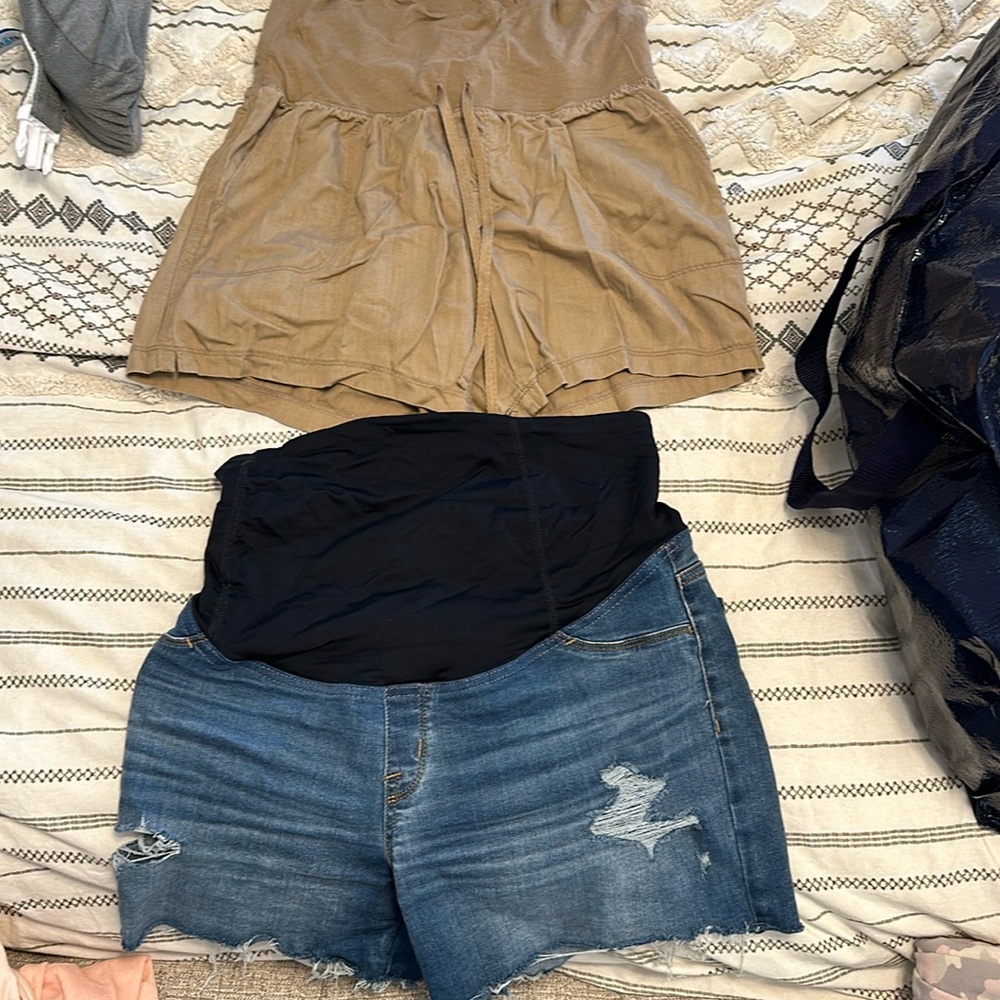 Cargo maternity shorts size Large, Denim maternity shorts size 8